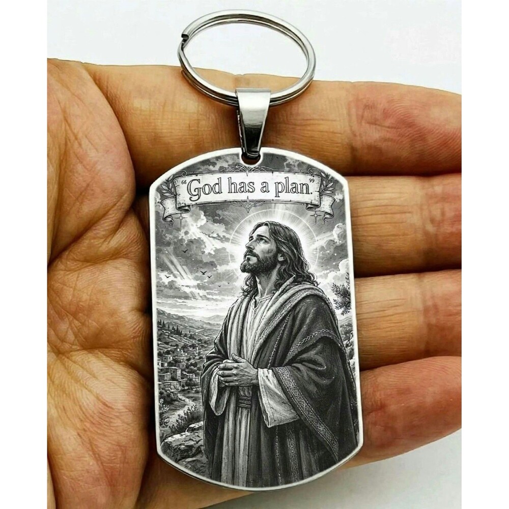 Plan God Lord Jesus Christ Stainless Keychain Reminder Faith Bless Believe
